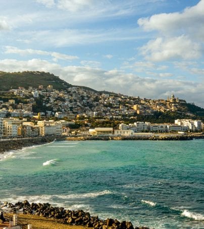 View of the coast across the bay of Algiers