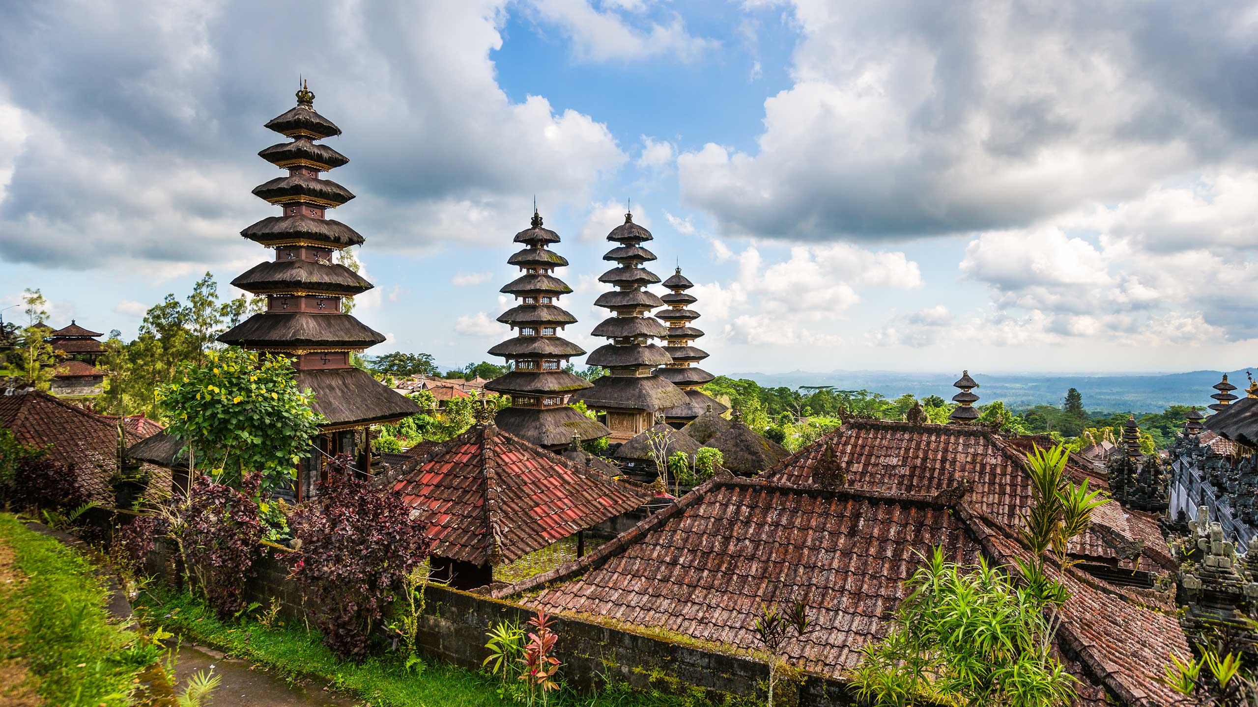 Roofs of Besakih Temple on Bali in Indonesia