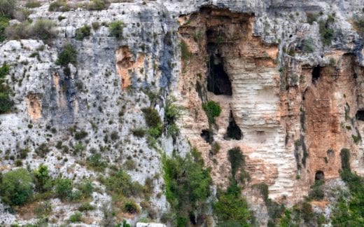 Caves in cliffside
